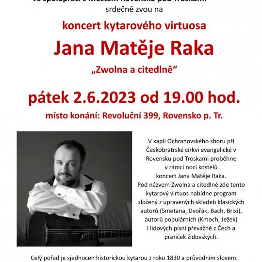 Noc kostelů 2.6.2023 - koncert Jan Matěj Rak